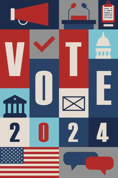 Votate Ogni Voce Conta Modello Banner Vettoriale Elezioni Presidenziali Statunitensi Illustrazioni Stock Royalty Free
