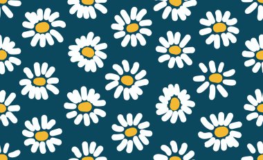 Papatya çiçekli kusursuz çiçek deseni. Yaz dönemi. Papatya çiçeği