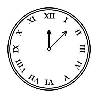 Roma rakamları saat yüzü. Beyaz arka planda izole edilmiş beyaz saat tasarımı. Tasarımına hazırım. Saat simgesi. Zaman, nabız atma konseptidir. Analog saat vektör simgesi. Zaman yönetiminin sembolü