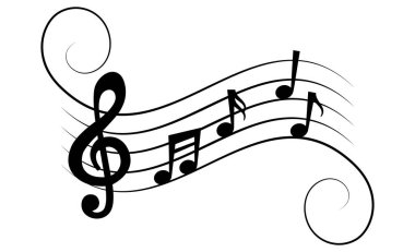 Müzik notaları. Müzik Notaları tasarımı, Şarkılar, Melodiler düz vektör simgesi