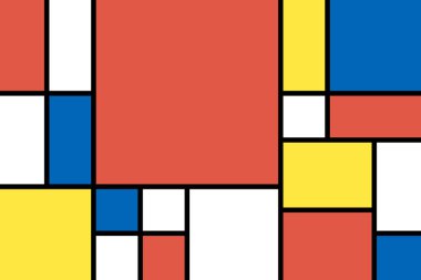 Geometrik kırmızı, beyaz, mavi, siyah tasarım vektör çizimi