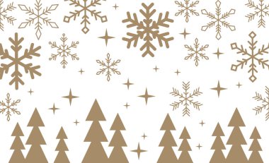 Kar taneleri ve Noel ağacı arkaplanı. Yeni yıl ağaçları. Tatil tasarımı için kış elementleri