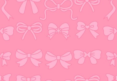 Kusursuz desenli soyut pembe arka plan çizimi. Şirin pembe fiyonklar. Dekorasyon pankartı, Lol 'un sürpriz bebek stili. Davet kartı şablonu