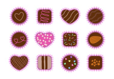 Çikolata şekeri karışımı. Çikolata şekeri seti. Çikolata şekerleri çeşitleri.