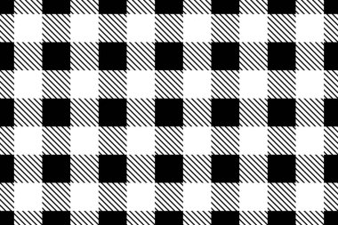Kusursuz siyah-beyaz pamuklu kumaş deseni. Kusursuz vektör gingham siyah şablonu. Klasik siyah beyaz çobanlar tekstil düzenini kontrol eder.