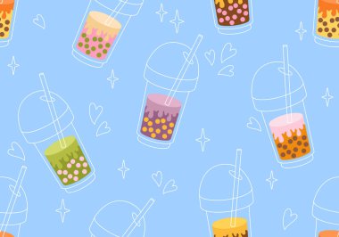 Kusursuz köpüklü çay, bardakta boba, Asya sütü, Tapioca kokteyli. Tapioa sütlü çay içeceği. Lezzetli içecekler, meşrubatlar. Milkshake, Asya içeceği ve gözlüklü mocha.