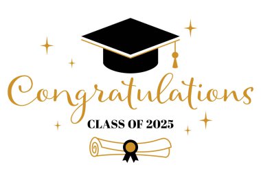 Mezuniyet şapkalı yılın sınıfı. Eğitim akademisi şapkası. Mezuniyet tasarımı, lise ya da üniversite mezuniyeti, yıllık. Tebrikler, afiş konsepti.