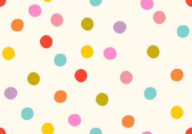 Renkli daire çizimi, kusursuz desen. Renkli noktalı kusursuz el çizimi deseni. Vektör fırça darbeleri tasarım elementleri. Duvar kağıtları, şablon dolguları, web sayfası arkaplanları, yüzey metinleri için mükemmel