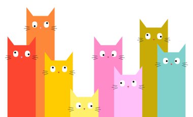 Set ya da gökkuşağı kedileri. Şirin kedi vektör illüstrasyonu