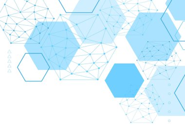 Geometrik haxagon hafif tıbbi arka plan. Teknoloji tıbbi tasarımı. Altıgen geometrik mavi desenlerin arkaplanı