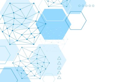 Geometrik haxagon hafif tıbbi arka plan. Teknoloji tıbbi tasarımı. Altıgen geometrik mavi desenlerin arkaplanı