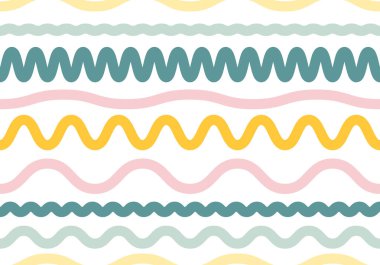 Renkli çizgiler, kusursuz desenler. Basit çocuksu el, kusursuz desen çizilmiş. Rastgele renkli karalamalar, girdaplar, demetler ve noktalar. Karalama biçiminde eğlenceli ve soyut arkaplan