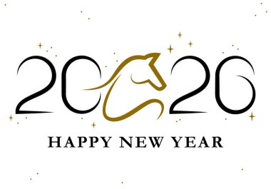 Çin takvimine göre 2026 yılının sembolü At ile vektör illüstrasyonu. Kutlama kartları, posterler, afişler için hayvanlı baskı tasarımı. At Yılı. Mutlu Çin Yeni Yılı