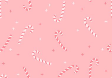 Noel Şeker Çubuğu Kırmızı Kekliksiz Şablon. Noel şekeri lolipopu kusursuz desen. Yeni Yıl deseni