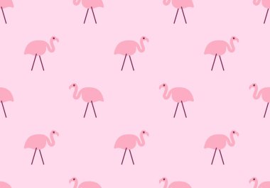 Pembe flamingolar yaz şablonu. Pembe flamingolu güzel, kusursuz tropikal desen. Kumaş, tekstil, dekor ve afiş için egzotik Hawaii sanat tasarımı