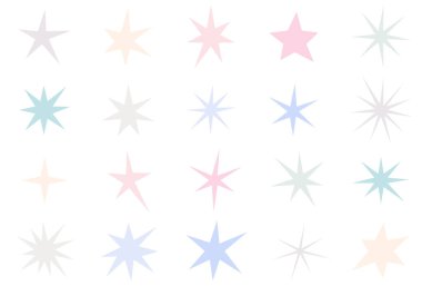 Renkli, keskin şekiller koleksiyonu. Parlak düzensiz kıvılcımlar ve parıltılar. Soyut kenar kıvılcımlar ve yıldız elementleri toplanır. Asimetri açısal formları pankartlar, kolajlar, posterler, çıkartmalar için paket oluşturur