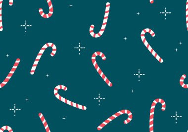 Noel Şeker Çubuğu Kırmızı Kekliksiz Şablon. Noel şekeri lolipopu kusursuz desen. Yeni Yıl deseni