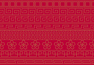 Çin tarzı sınırlar. Çin sınırları. Geleneksel Asya tasarımı. Doğulu süsler. Dekoratif çerçeve. Kare geometri desen çizgileri. Yaratıcı bölücüler. Doğu motifi. Japon izleme cihazı. Süslü vektör kümesi