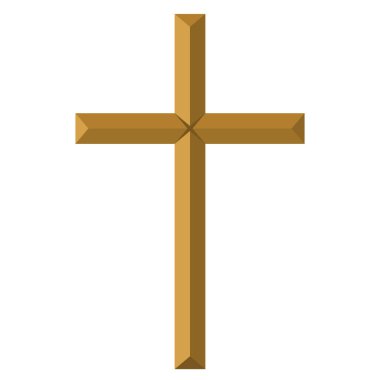 Altın haç. Altın Hıristiyan vektör illüstrasyonu
