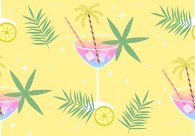 Kokteyllerle kusursuz desen. Tatil partisi tasarımı. Tatil içkileri. Kokteyl dokusu, arkaplan