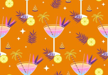 Kokteyllerle kusursuz desen. Tatil partisi tasarımı. Tatil içkileri. Kokteyl dokusu, arkaplan