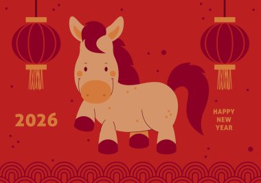 Mutlu Çin Yeni Yılı 2026. At, 2026 Çin Yeni Yılı 'nın bir sembolüdür. At Heykeli