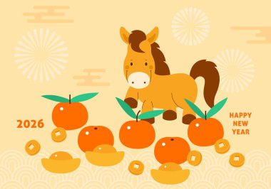 At 2026 'nın Çin yeni yılı vektör arkaplanı