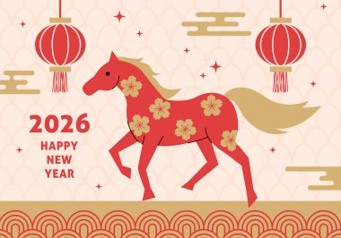 Mutlu Çin Yeni Yılı 2026. At, 2026 Çin Yeni Yılı 'nın bir sembolüdür. At Heykeli