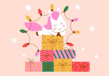 Çin takvimine göre 2026 yılının sembolü At ile vektör illüstrasyonu. Kutlama kartları, posterler, afişler için hayvanlı baskı tasarımı. At Yılı. Mutlu Çin Yeni Yılı