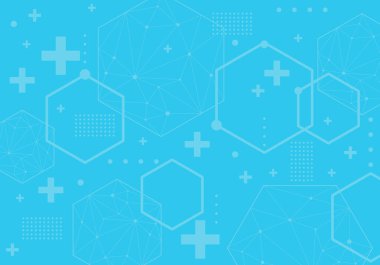 Geometrik haxagon hafif tıbbi arka plan. Teknoloji tıbbi tasarımı. Altıgen geometrik mavi desenlerin arkaplanı