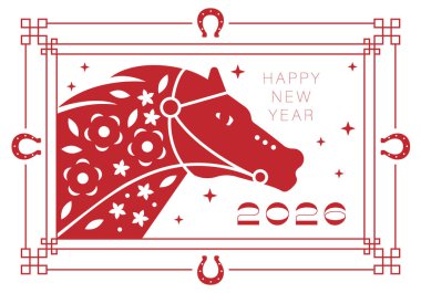 Mutlu Çin Yeni Yılı 2026. At, 2026 Çin Yeni Yılı 'nın bir sembolüdür. At figürü. 2026 tatil tasarımı