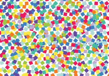 Kağıt Konfeti Kareleri Düşerken kusursuz desen. Tatil geçmişi. Havada uçan renkli konfetilerin vektör çizimi