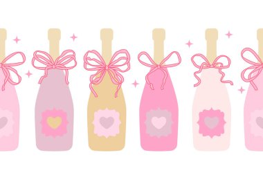 Pürüzsüz desenli, fiyonklu şarap şişesi. Şampanya, Brut, köpüklü şarap. Kutlama içkileri. Tatil ve etkinlik kutlaması