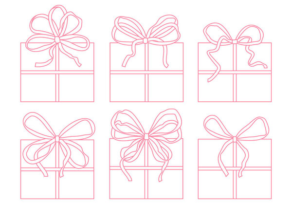 Gift box thin line icons. Gift box icon. Present giftbox outline, bonus gift box or holiday package