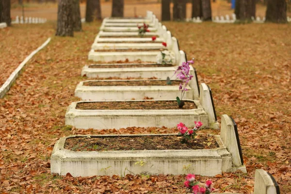 Daugavpils Lotyšsko Října 2022 Graves Soviet Soldiers Flaternal Cemetery Daugavpils — Stock fotografie