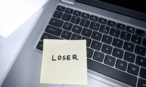 Loser Написаний Блокноті Вставленому Ноутбук Пов Язаного Корпоративного Життя — стокове фото
