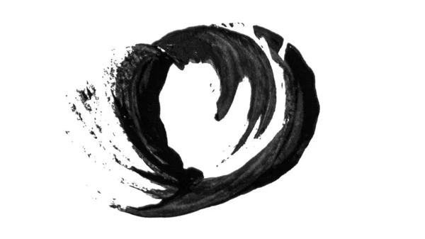 Круглий Мазок Чорної Фарби Білому Тлі — стокове фото