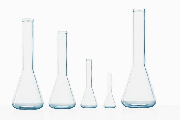 实验室瓶 玻璃瓶 实验室 白色背景 — 图库照片