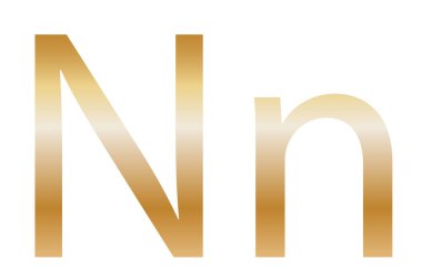 Letter N. Golden color with a gradient. Classic font. Isolated on a white background.