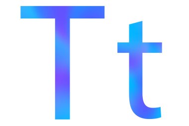 Letter T . Blue color with gradient. Classic font. Isolated on a white background.