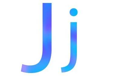 Letter J. Blue color with gradient. Classic font. Isolated on a white background.