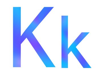 Letter K. Blue color with gradient. Classic font. Isolated on a white background.