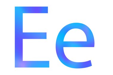 Letter E. Blue color with gradient. Classic font. Isolated on a white background.