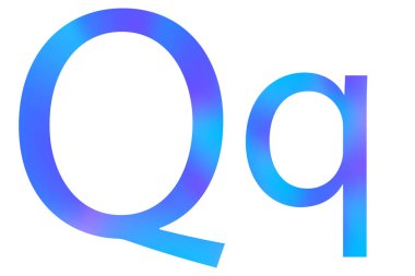 Letter Q. Blue color with gradient. Classic font. Isolated on a white background.