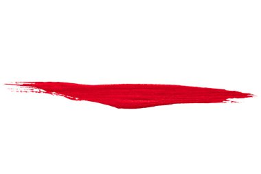 texture brushstroke of red color paint on white background isolated