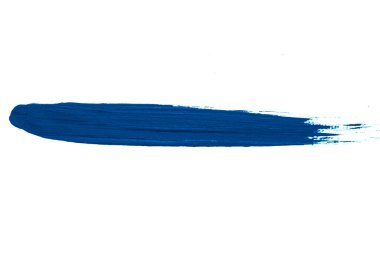 textured brushstroke of blue color paint on a white background isolated