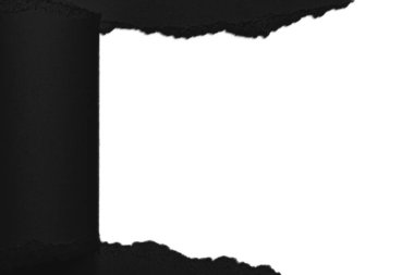 Black torn paper. Contrast. isolated.