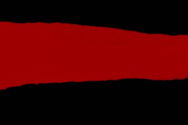 Torn paper in red and black with shadow. Contrast. isolated.