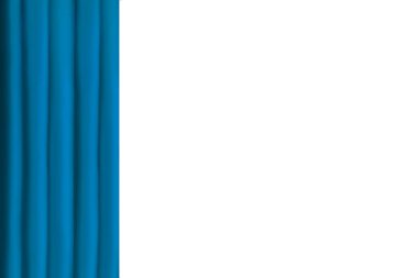 Close up of ripples in aquamarine color silk fabric. Satin textile background white.