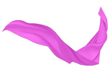 Purple silk flying on white background, Abstract background of magenta wavy silk or satin